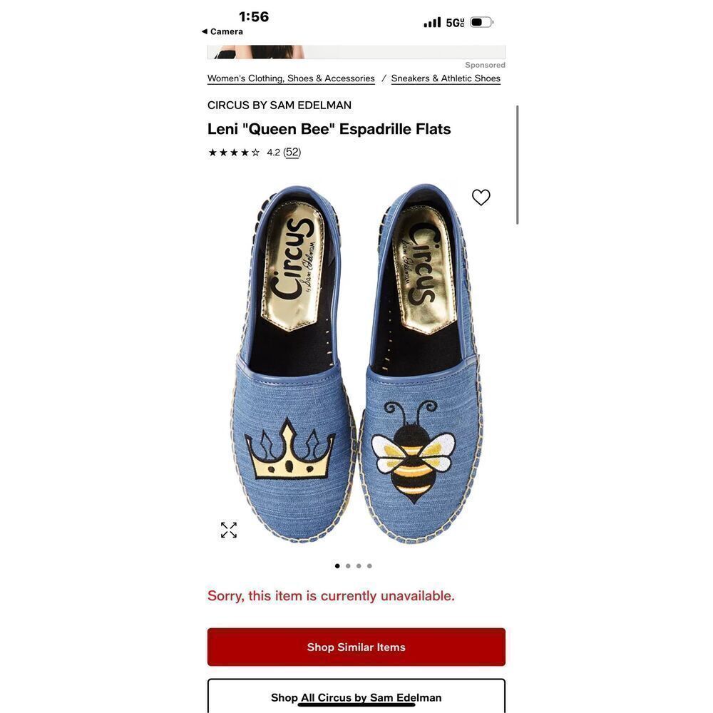 Sam edelman leni queen bee espadrille moccasin pull on shoes /flats sz 9